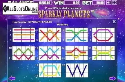 Lines. Sparkly Planets from Allbet Gaming