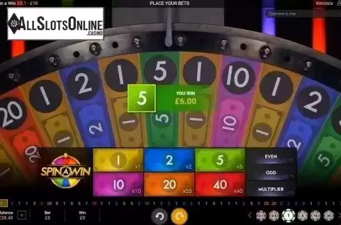 Game Screen 4. Spin a Win Live from Playtech
