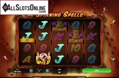 Win Screen. Spinning Spells from Roxor Gaming