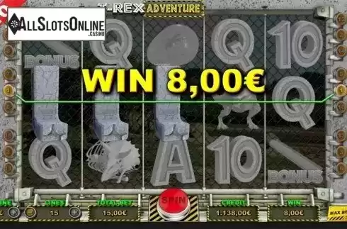 Win screen. T Rex Adventure from Capecod Gaming
