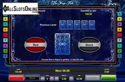 Gamble screen. The Magic Flute from Novomatic