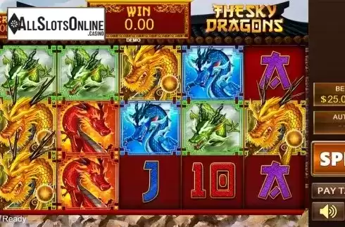Reels screen. The Sky Dragons from PlayStar