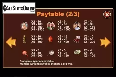 Paytable 2. The White Snake from Triple Profits Games
