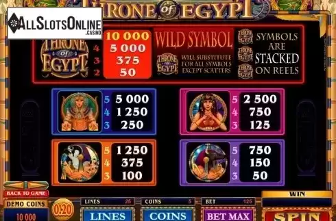 Screen5. Throne of Egypt from Microgaming