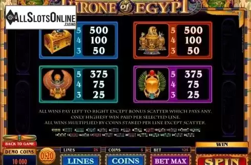 Screen6. Throne of Egypt from Microgaming