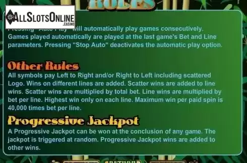 Rules. Tiger Treasures from RTG