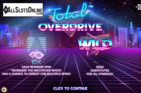 Start Screen. Total Overdrive from Betsoft