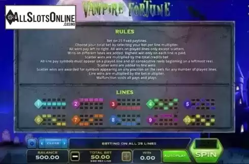 Lines. Vampire Fortune from Xplosive Slots Group