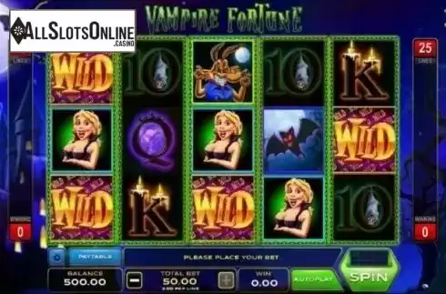 Reel Screen. Vampire Fortune from Xplosive Slots Group