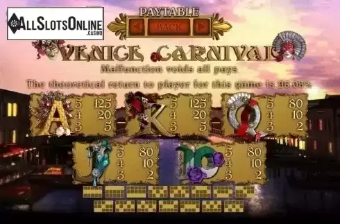 Paytable 1. Venice Carnival from Join Games