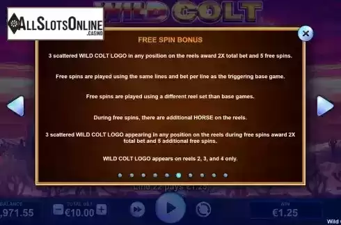 Free Spin bonus screen