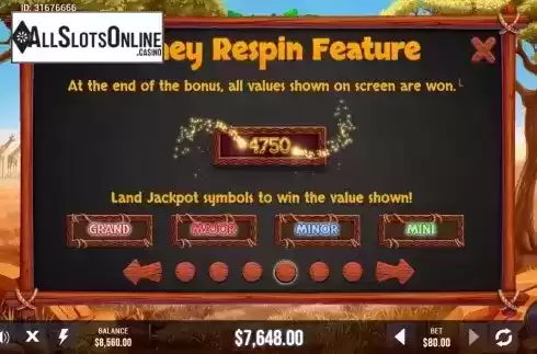 Jackpot screen