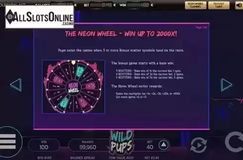 Bonus wheel screen