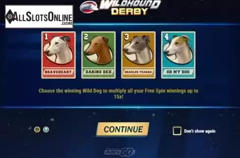 Start Screen. Wildhound Derby from Play'n Go