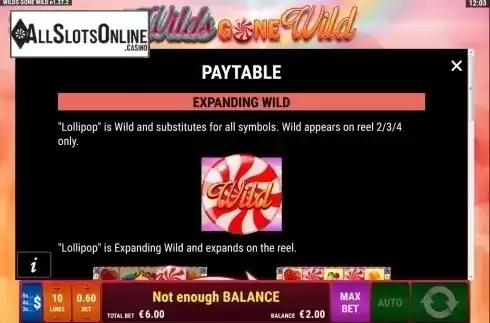 Paytable 1. Wilds gone wild from Gamomat