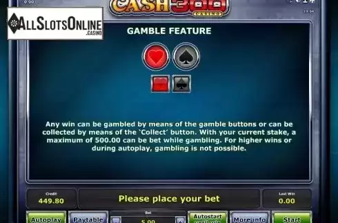 Paytable 3. Cash 300 Casino from Greentube