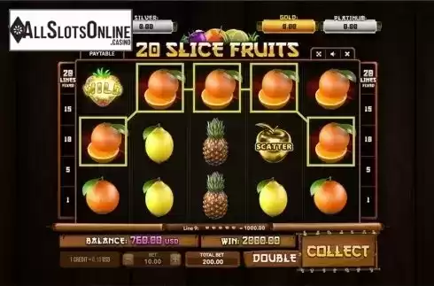 Win screen 3. 20 Slice Fruits from Betixon