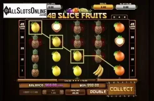 Win Screen. 40 Slice Fruits from Betsense