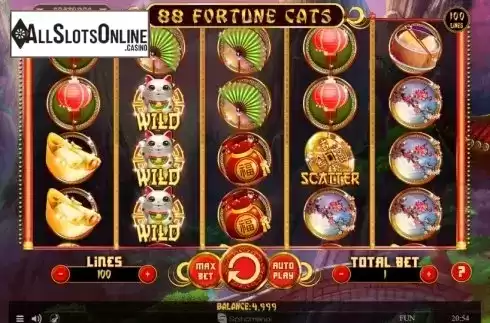 Reel Screen. 88 Fortune Cats from Spinomenal
