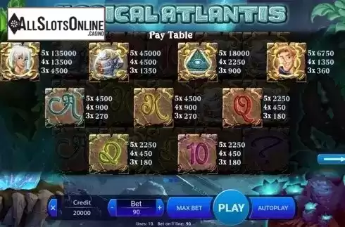 Paytable . Magical Atlantis from X Play