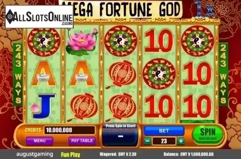 Reel Screen. Mega Fortune God from August Gaming