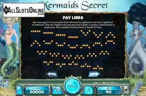 Paytable 3. Mermaids Secrets from X Card