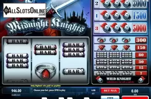 Reel screen. Midnight Knights from Tom Horn Gaming