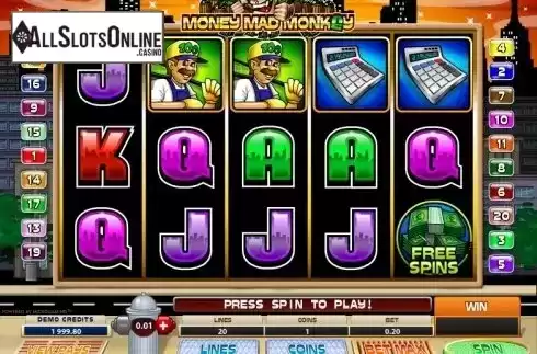 Screen 1. Money Mad Monkey from Microgaming