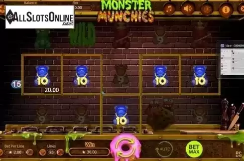 5 of a kind win screen. Monster Munchies from Booming Games