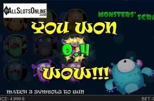 Win screen. Monsters' Scratch from Spinomenal