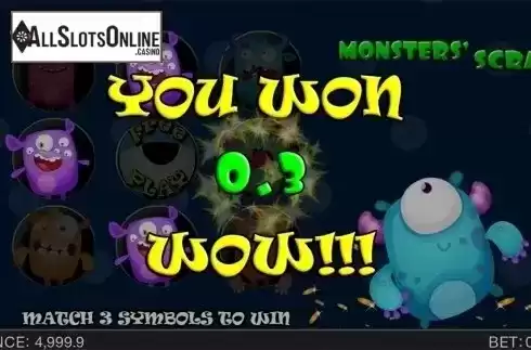 Win screen 2. Monsters' Scratch from Spinomenal