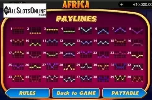 Paytable 3. Africa (bwin.party) from Bwin.Party