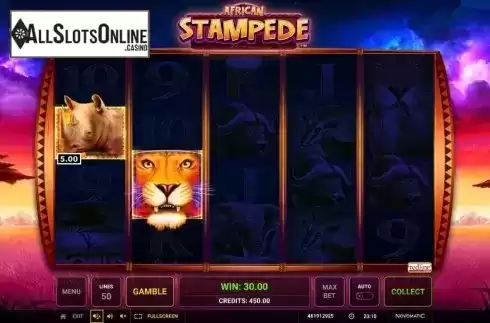 Win Screen 1. African Stampede from Greentube