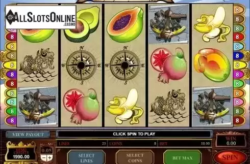 Reel screen. Age of Discovery from Microgaming