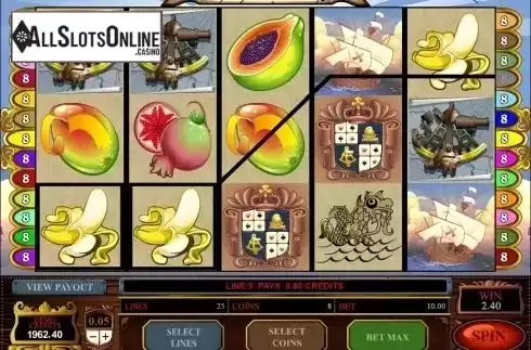 Win screen. Age of Discovery from Microgaming