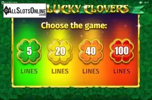 Start Screen. All Lucky Clovers from BGAMING