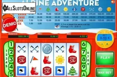 Game Workflow screen. Alpine Adventure from PAF
