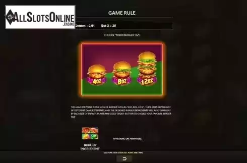 Burger size screen