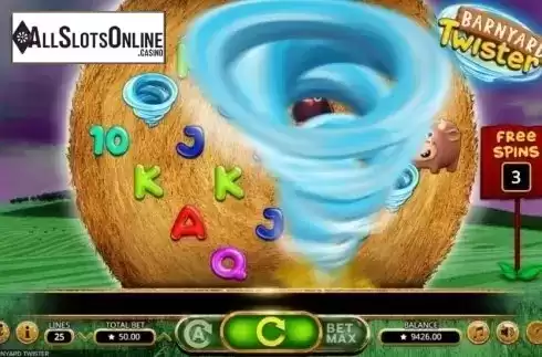 Swirl Feature. Barnyard Twister from Booming Games