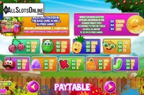Paytable 1. Berry Blast Plus from TOP TREND GAMING