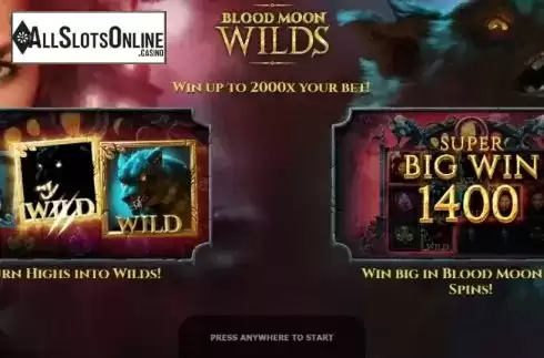Start Screen. Blood Moon Wilds from Yggdrasil