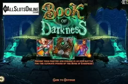 Start Screen. Book of Darkness from Betsoft