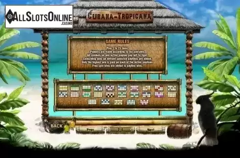 Paytable 2. Cubana Tropicana from GamesOS