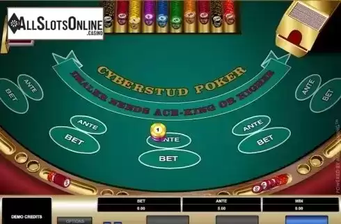 Game Screen. Cyber Stud Poker from Microgaming
