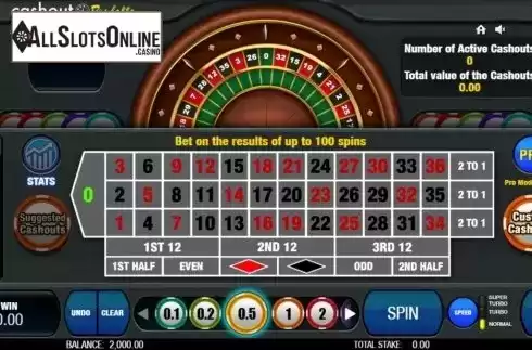 Start Screen. Cashout Roulette from Microgaming