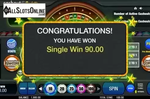 Win Screen 4. Cashout Roulette from Microgaming