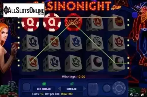 Win screen. Casinonight Dice from Mancala Gaming