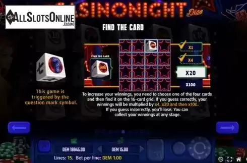 Bonus game screen. Casinonight Dice from Mancala Gaming