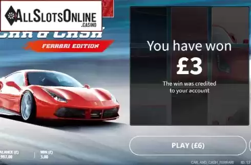 Win screen 1. Car & Cash - Ferrari from gamevy
