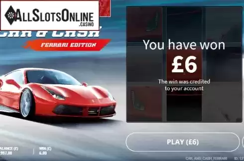 Win screen 2. Car & Cash - Ferrari from gamevy